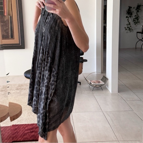 AllSaints Dress | Tunic Animal Print Silk Zip Sleeveless Draped Size US 6 - Picture 3 of 14